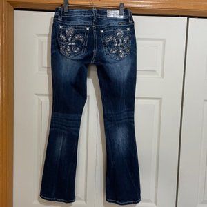 Miss Me Jeans Size 28W/31Inseam with Fleur de Lis Back Pocket Bling
